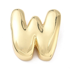 Letter W Латунные бусины с инициалами, реальный 18 k позолоченный, долговечный, стойки покрытие, без свинца и без кадмия, Буква W, 21.5x20.5x7.5 мм, отверстие : 8.5x4 мм