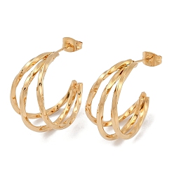 Золотой Вакуумное покрытие pvd 201 серьги-гвоздики в форме луны из нержавеющей стали, с 304 штифта из нержавеющей стали, золотые, 25x14.5 мм