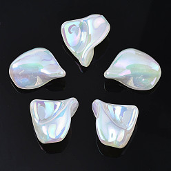 White Rainbow Iridescent Plating Acrylic Beads, Glitter Beads, Nuggets, White, 23.5x19.5x18.5mm, Hole: 1.5~1.6mm
