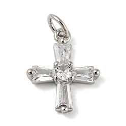 Платина Стойка металлическая латунная микропрофилированная кубическая циркония подвески, с целью перехода в кольце, без кадмия и без свинца, долговечный, крестик, платина, 16x13x3.5 мм, отверстие : 3.4 мм