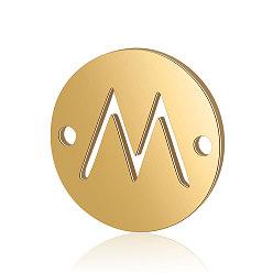 Letter M 201 соединительные звенья нержавеющие, плоские круглые с буквы, золотые, letter.m, 12x0.8 мм, отверстие : 0.8 мм