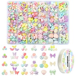 (52) Непрозрачная лаванда Наборы для изготовления браслетов из акриловых бусин своими руками, разнообразные, разноцветные, бусины: 500 шт. / набор