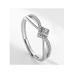 Платина Регулируемые открытые кольца-манжеты из латуни с кубическим цирконием для женщин, ромб, платина, 15~20 мм