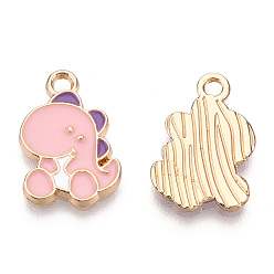 Pink Подвески из сплава , с эмалью, без кадмия и без свинца, золотой свет, динозавр, розовые, 17x11.5x1.5 мм, отверстие : 2 мм