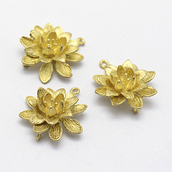 Без Покрытия Соединители латунные звенья, без свинца, без кадмии и без никеля, лотос, сырой (без покрытия), 18.5x16.5x6 мм, отверстие : 1 мм