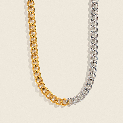 Золотой & Цвет Нержавеющей Стали Минималистичные 8мм двухцветные 304 кубинские звенья из нержавеющей стали для женщин, золотые и нержавеющая сталь цвет, 17.91 дюйм (45.5 см)