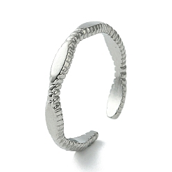 Stainless Steel Color Non-Tarnish 304 Stainless Steel Open Cuff Ring, Blank Oval, Stainless Steel Color, US Size 7 1/4(17.5mm)