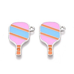 Платина Спортивные подвески из эмалевого сплава, талисманы для пиклбола, платина, 26x17x1 мм, отверстие : 1.6~1.8 мм