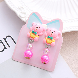 Медведь Клипсы из пластика для детей, платина, медведь, 40x15 мм