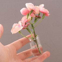 Pink Миниатюрные украшения из нейлоновых цветов, для садовых кукольных домиков, розовые, 120x23 мм