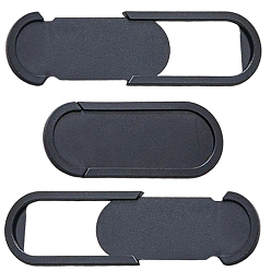 Oval 3 Piezas de cubiertas autoadhesivas de plástico ABS para cámaras web, Bloqueadores de cámara deslizante para teléfono móvil, ordenador y portátil, negro, oval, 41x16x2 mm