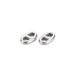 Stainless Steel Color 304 Stainless Steel Connector Charms, Oval, Stainless Steel Color, 10x6.5x2mm, Hole: 2.5mm