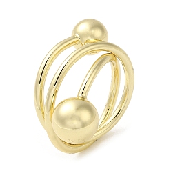 Golden Brass Wrap Rings, Big Ball Ring for Women, Golden, 2~22mm, Inner Diameter: 18mm