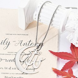 Нержавеющая Сталь Цвет 201 подвески из нержавеющей стали с луной и арабскими мотивами, ожерелья с цепочкой для женщин и мужчин, цвет нержавеющей стали, 23.62 дюйм (60 см), 2.5 мм