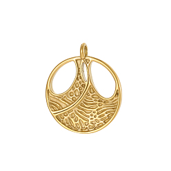 Настоящее золото 18K 304 подвески из нержавеющей стали, плоские круглые прелести, ионное покрытие (ip), реальный 18 k позолоченный, 30x26 мм