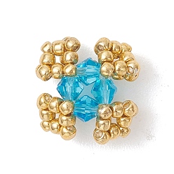 Темно-Голубой Прозрачные стеклянные бусины, цветок, со стеклом, граненые, глубокое синее небо, 14x14x8.5~10 мм, отверстие : 5x2 мм