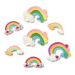 Разноцветный 32 шт 4 стили кабошоны из непрозрачной смолы, радуга и облака, красочный, 12.5~35x15~34x5~6.5 мм, 8 шт / стиль