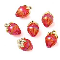 Красный Прозрачные акриловые подвески, клубника, красные, 27x17~18 мм, отверстие : 2.8 мм