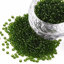 Olive Drab 12/0 Grade A Round Glass Seed Beads, Transparent Colours, Olive Drab, 12/0, 2x1.5mm, Hole: 0.8mm, about 30000pcs/bag