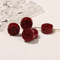 Плоский Круглый Ручной киноварь шарики, красные, плоско-круглые, 10x5 мм