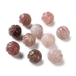 Rose Quartz Natural Madagascar Rose Quartz Carved Beads, Round, 13.5~15.5mm, Hole: 1~1.2mm