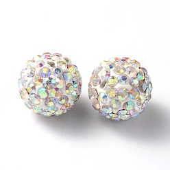 Crystal AB Polymer Clay Rhinestone Beads, Grade A, Round, PP15, Crystal AB, 12mm, Hole: 2mm, PP15(2.1~2.2mm)