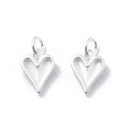 Серебро 925 подвески в виде сердечек из стерлингового серебра, с прыжковых колец, серебряные, 9x6.5x2 мм, отверстие : 2 мм