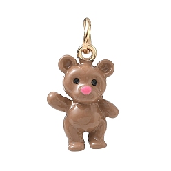 Bear Alloy Enamel Pendants, Golden, Bear Charms, 18.5x13x8mm, Hole: 4mm