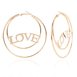 Слово Серьги из сплава, золотые, слово, 70 мм