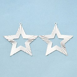 Посеребрённый Стойки обшивки латунь филигранные подвески, без кадмия и без свинца, звезда очарование, 925 серебро покрытием, 35x35x1 мм, отверстие : 1.4 мм
