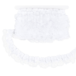 Blanc 10 Bordure en dentelle à franges en polyester m, pour sacs à dos, accessoires de vêtements, avec carte d'affichage en carton, blanc, 1-3/4 pouces (45 mm)