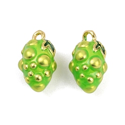 Винограды Латунь эмаль прелести, пищевые чары, без кадмия и без свинца, реальный 18 k позолоченный, винограды, 11.5x6.5x7 мм, отверстие : 1.2 мм