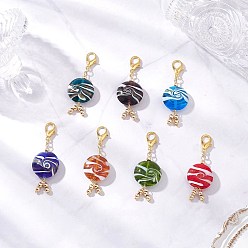 (52) Непрозрачная лаванда Плоский круглый подвесной светильник ручной работы украшение, с цинковым сплавом застежками омаров коготь, разноцветные, 54 мм