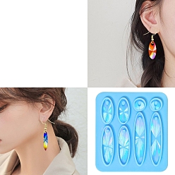 Светло-Голубой Голографический кулон овальной формы, силиконовая форма своими руками, формы для литья смолы, для уф-смолы, изготовление изделий из эпоксидной смолы, Небесно-голубой, 76x69x6 мм, отверстие : 3 мм, внутренний диаметр: 10~48.5x9.5~10 мм