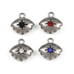 (52) Непрозрачная лаванда 304 прелести нержавеющей стали, со стразами, очарование глаз, разноцветные, 11.5x12x5 мм, отверстие : 1.6 мм