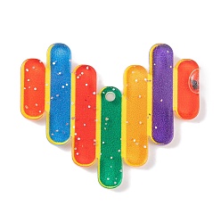 Сердце Акриловые подвески на тему радуги, сердце, 31x38x2 мм, отверстие : 1.7 мм