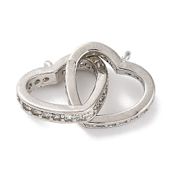 Сердце Латунные микро проложить кубического циркония подвески, взаимосвязанные амулеты, сердце, 12.5x19.5x12.5 мм, отверстие : 0.8 мм