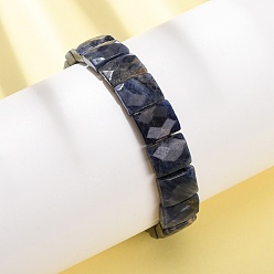 Ляпис-Лазурь Эластичные браслеты из натурального лазурита, подходящие как для мужчин, так и для женщин., прямоугольник граненый, бусины : 12x10x6 мм, внутренний диаметр: 2.24 дюйм (5.7 см)