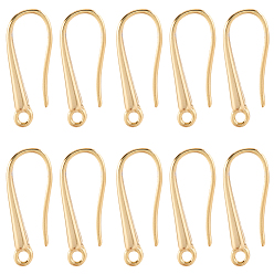 Настоящее золото 24K 32 шт латунные серьги крючки, без кадмия и без свинца, реальный 24 k позолоченный, 20x8x2 мм, отверстие : 1.6 мм, штифты : 0.8 мм