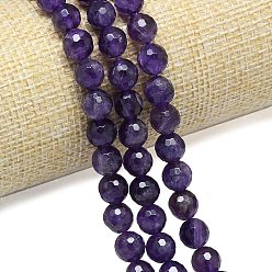Аметист Природный аметист нитей бисера, граненый (128 граней), круглые, 7.5~8.5 мм, отверстие : 0.8~1.2 мм, около 45~49 шт / нитка, 14.57~15.20'' (38.6 см)