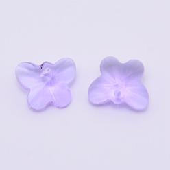 Лиловый Прозрачные стеклянные подвески, граненые, бабочки прелести, сирень, 12x15x8 мм, отверстие : 1.5 мм