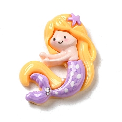 Лиловый Симпатичные кабошоны из непрозрачной смолы, русалка, сирень, 33.5x26.5x6.5 мм