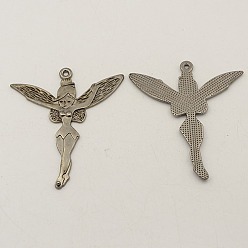 Черный Цвет Металла Тибетский стиль сплава фея спрайт прелести, Хэллоуин, символы подвесками в сказках, без свинца и без кадмия, металлический черный , 51x46x2 мм, отверстие : 1.5 мм