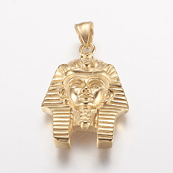 Золотой 304 подвески из нержавеющей стали, фараон, золотые, 38x27x10.5 мм, отверстие : 5x8 мм