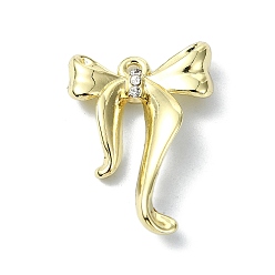 Golden Rack Plating Alloy Rhinestone Pendants, Bowknot, Golden, 24x17x5mm, Hole: 2mm