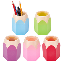 Gemischte Farbe 5 Stück 5 Farben ABS Multifunktions-Stifte- und Bleistifthalter, Desktop-Briefpapier-Organizer, Bleistiftform, Gemischte Farbe, 86x76x102 mm, Innendurchmesser: 54 mm, 1 PC / Farbe