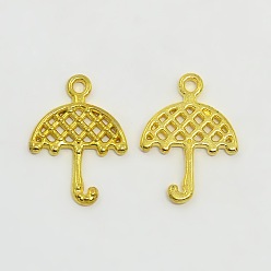 Oro Colgantes paraguas de estilo tibetano, sin plomo y cadmio, dorado, 20.5x15x1 mm, agujero: 2 mm