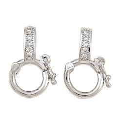 Real Platinum Plated Brass Micro Pave Clear Cubic Zirconia Twister Clasp, Real Platinum Plated, 16.5mm, Hole: 3.5x5mm