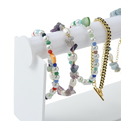 White Organic Glass Bracelet Displays, with Acrylic, White, 20.2x6x12cm