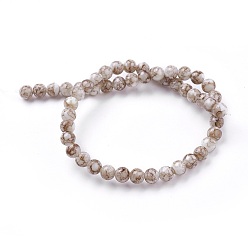 Camel Glass Beads Strands, Round, Camel, 7~8mm, Hole: 1mm, about 48pcs/strand, 13.7 inch(35cm)